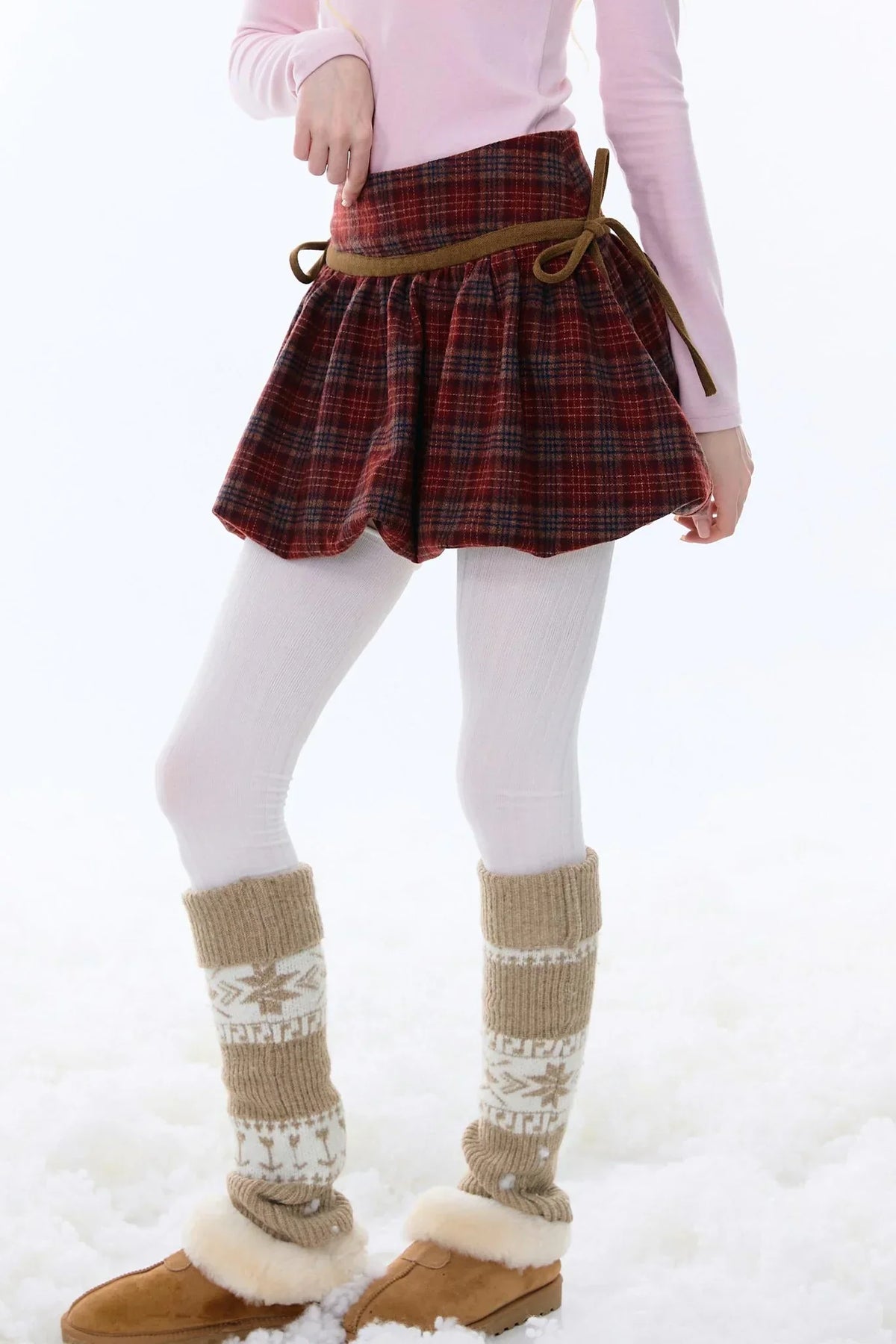 Retro Plaid Drawstring Skirt