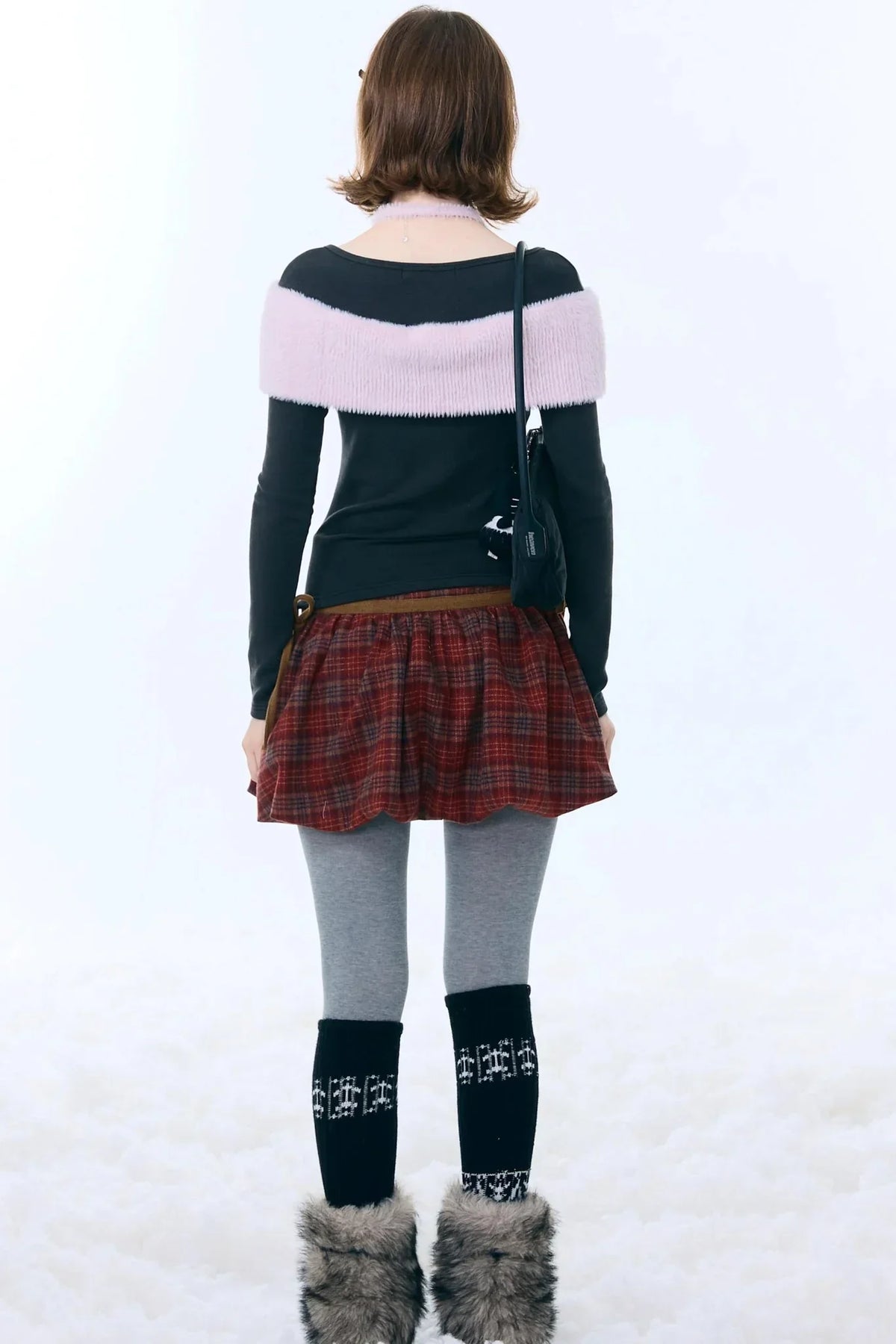Retro Plaid Drawstring Skirt
