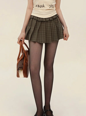 Retro Plaid High Waist Mini Set-Up