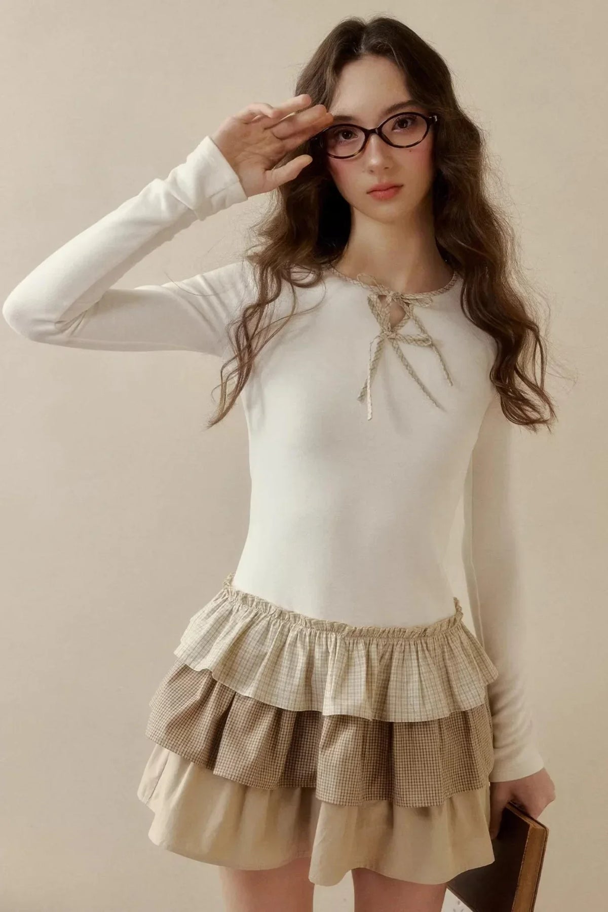 Retro Plaid Knit Tutu Skirt Dress