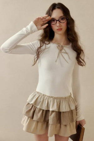 Retro Plaid Knit Tutu Skirt Dress