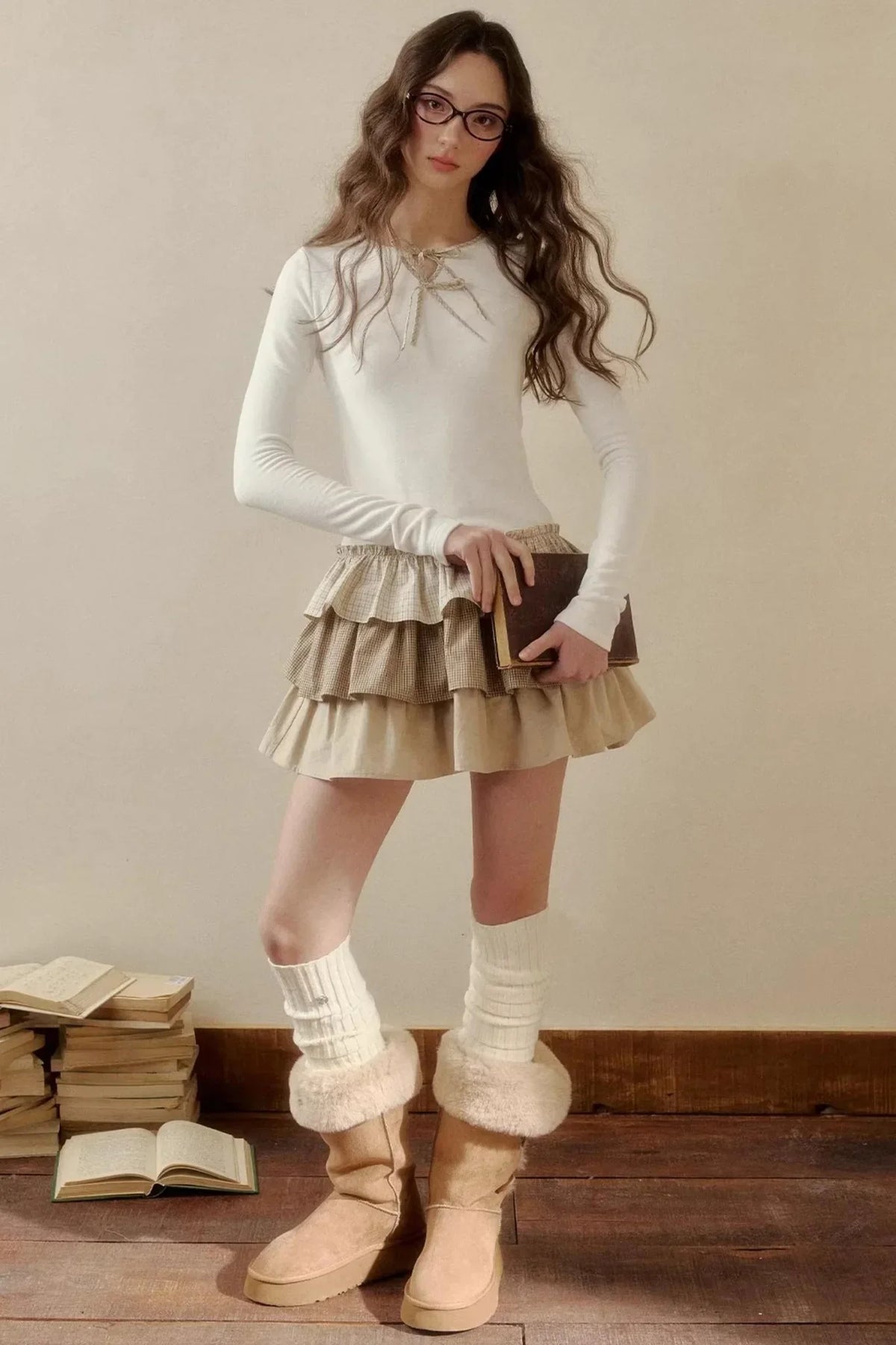 Retro Plaid Knit Tutu Skirt Dress