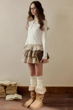 Retro Plaid Knit Tutu Skirt Dress