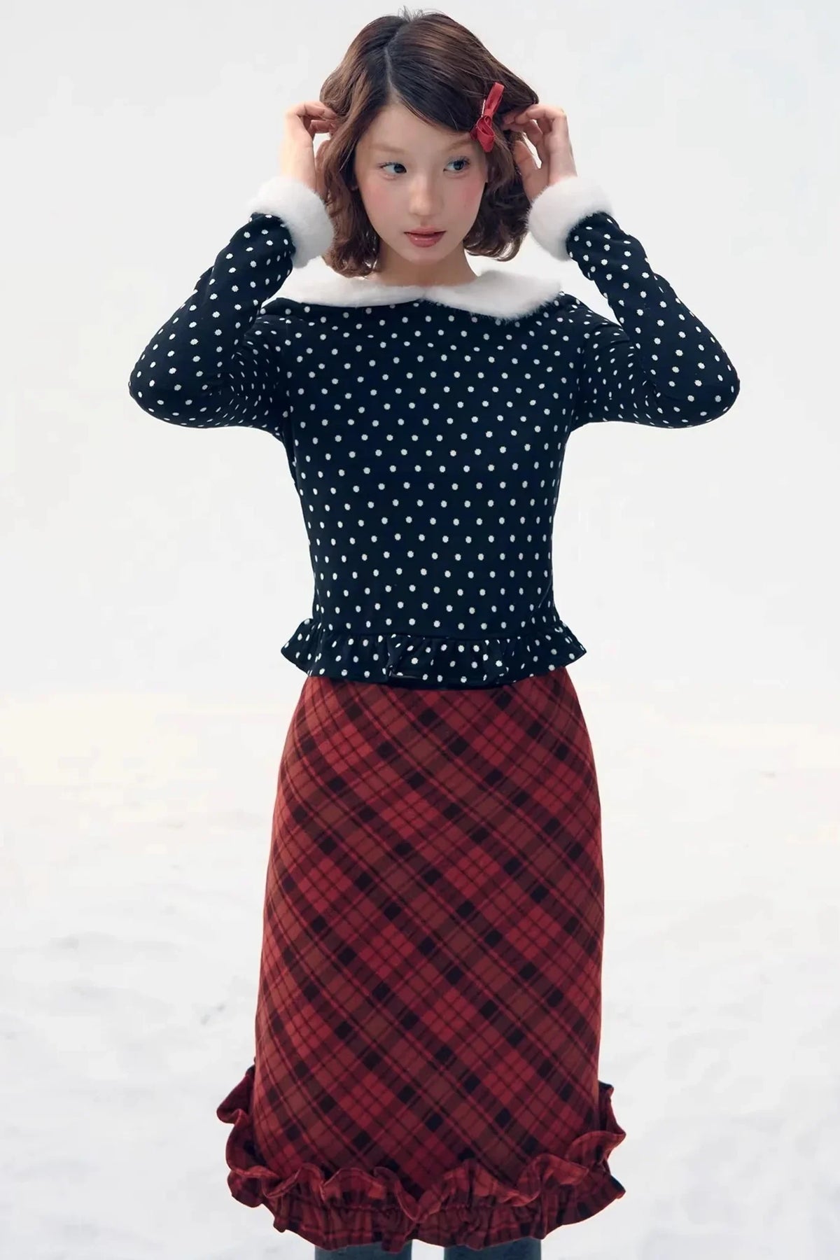 Retro Plaid Lace Skirt