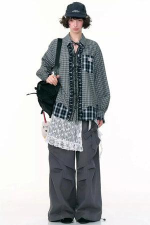 Retro Plaid Long-Sleeved Shirt