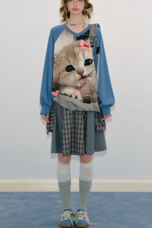 Retro Plaid Mid-Length Skirt