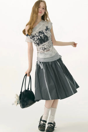 Retro Plaid Patchwork Skirt