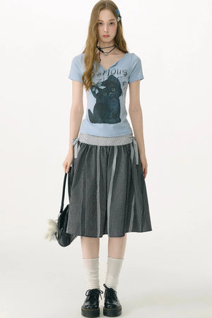 Retro Plaid Patchwork Skirt