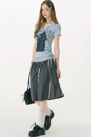 Retro Plaid Patchwork Skirt