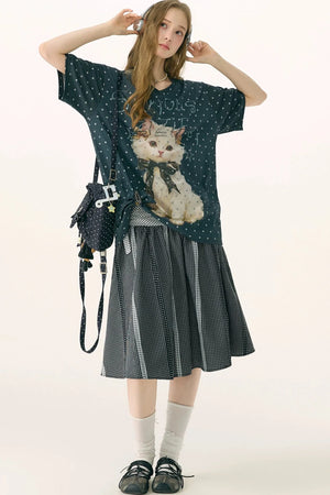 Retro Plaid Patchwork Skirt
