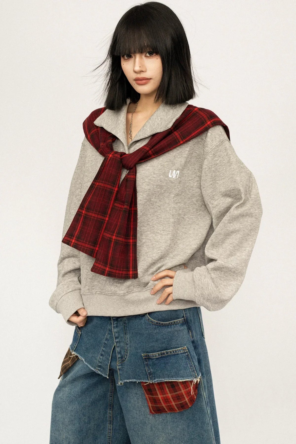 Retro Plaid Patchwork Top
