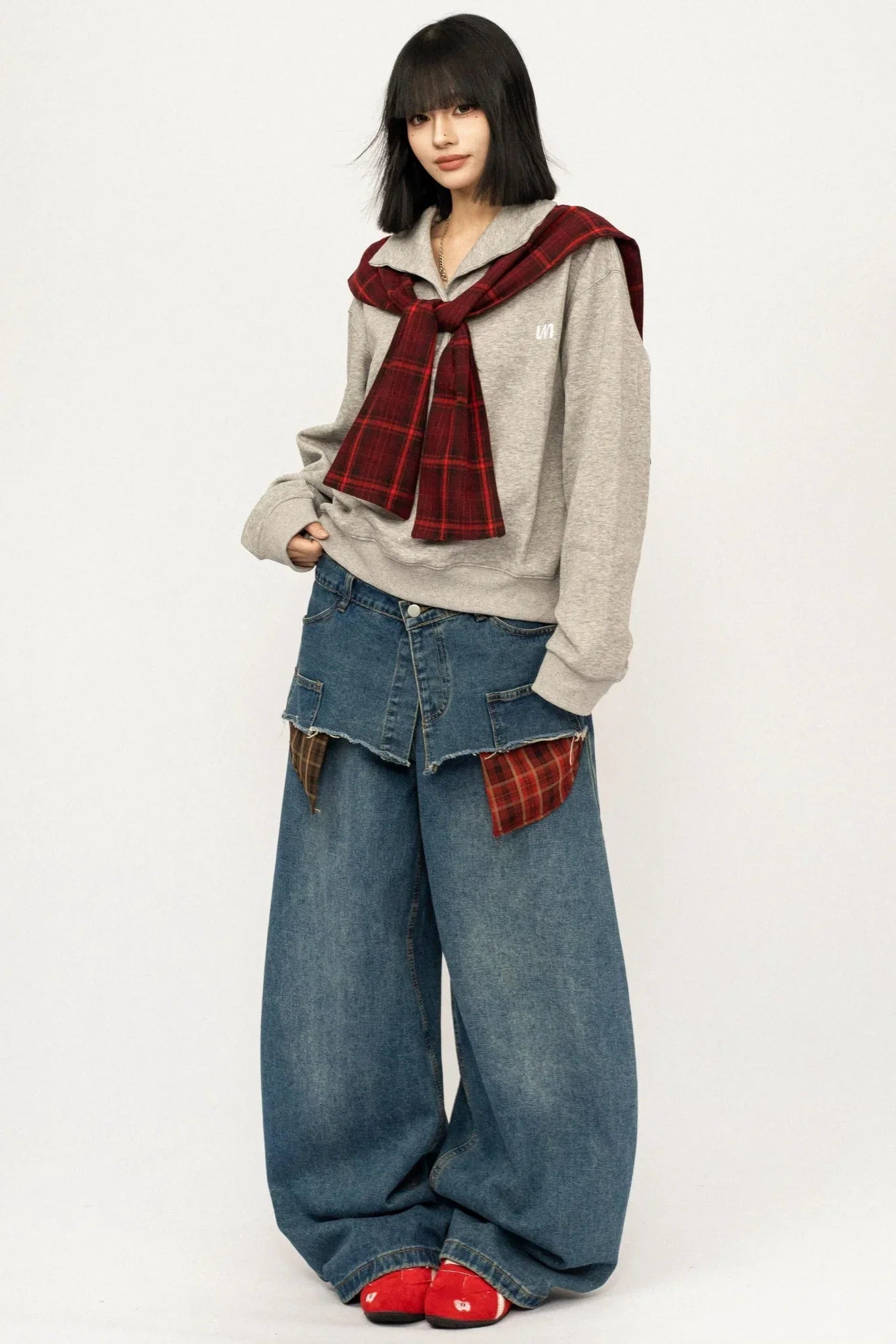 Retro Plaid Patchwork Top
