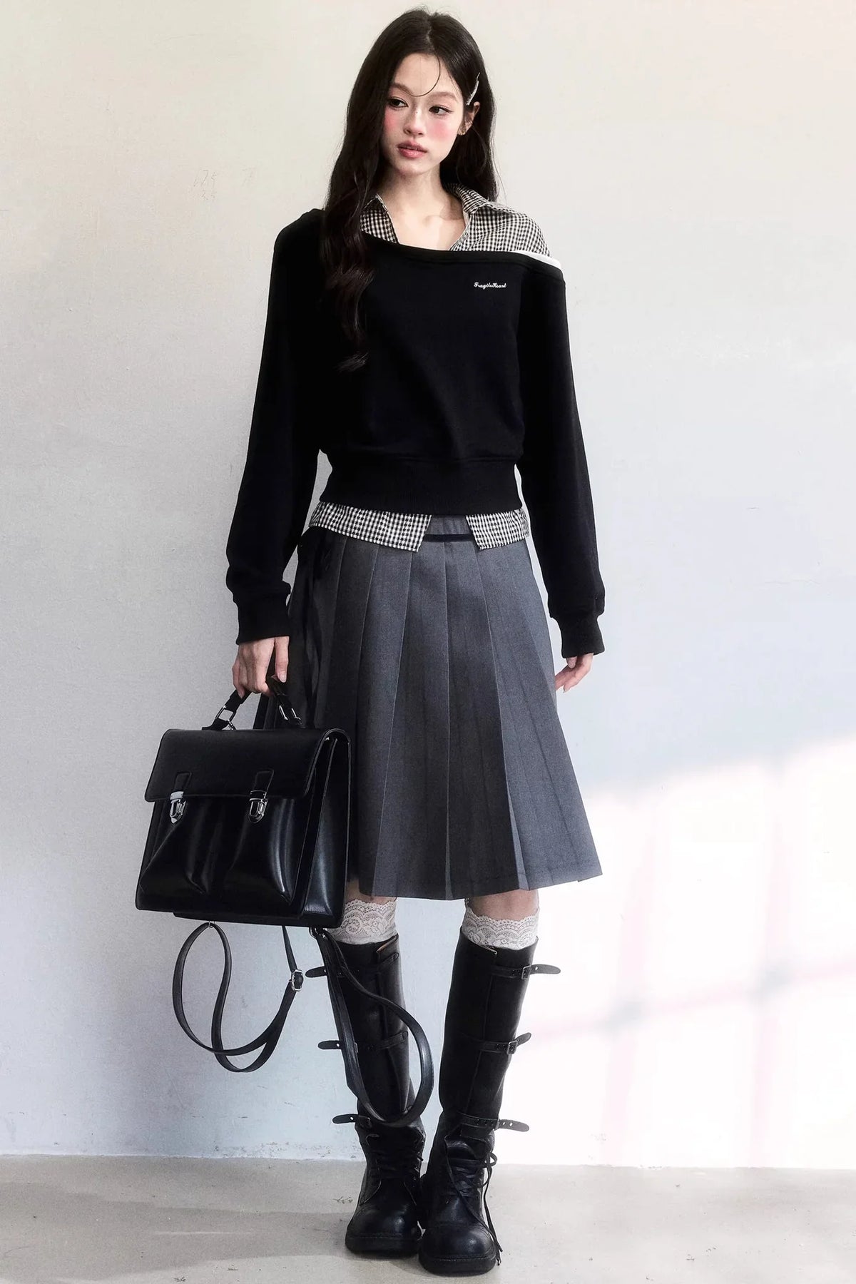 Retro Plaid Pleated Skirt