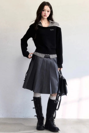Retro Plaid Pleated Skirt