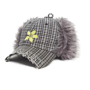 Retro Plaid Plush Ski Cap