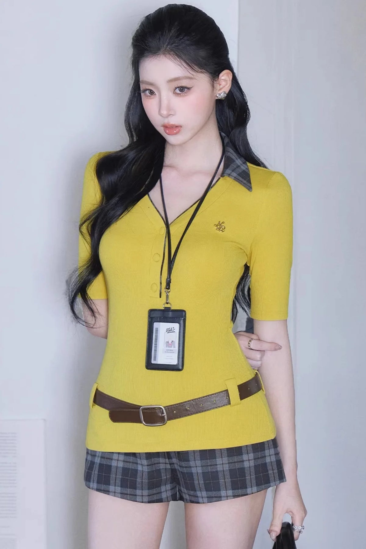 Retro Plaid Polo Skirt Set-Up