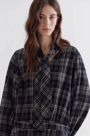 Retro Plaid Ruffle Dress