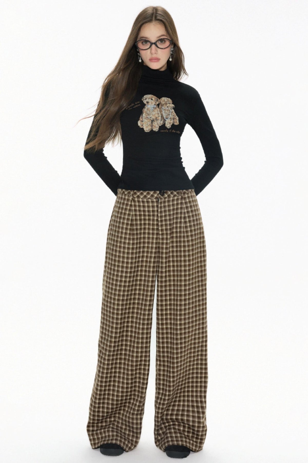 Retro Plaid Straight Pants