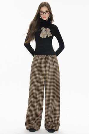 Retro Plaid Straight Pants
