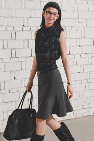 Retro Plaid Triangle Vest
