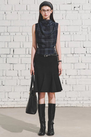 Retro Plaid Triangle Vest