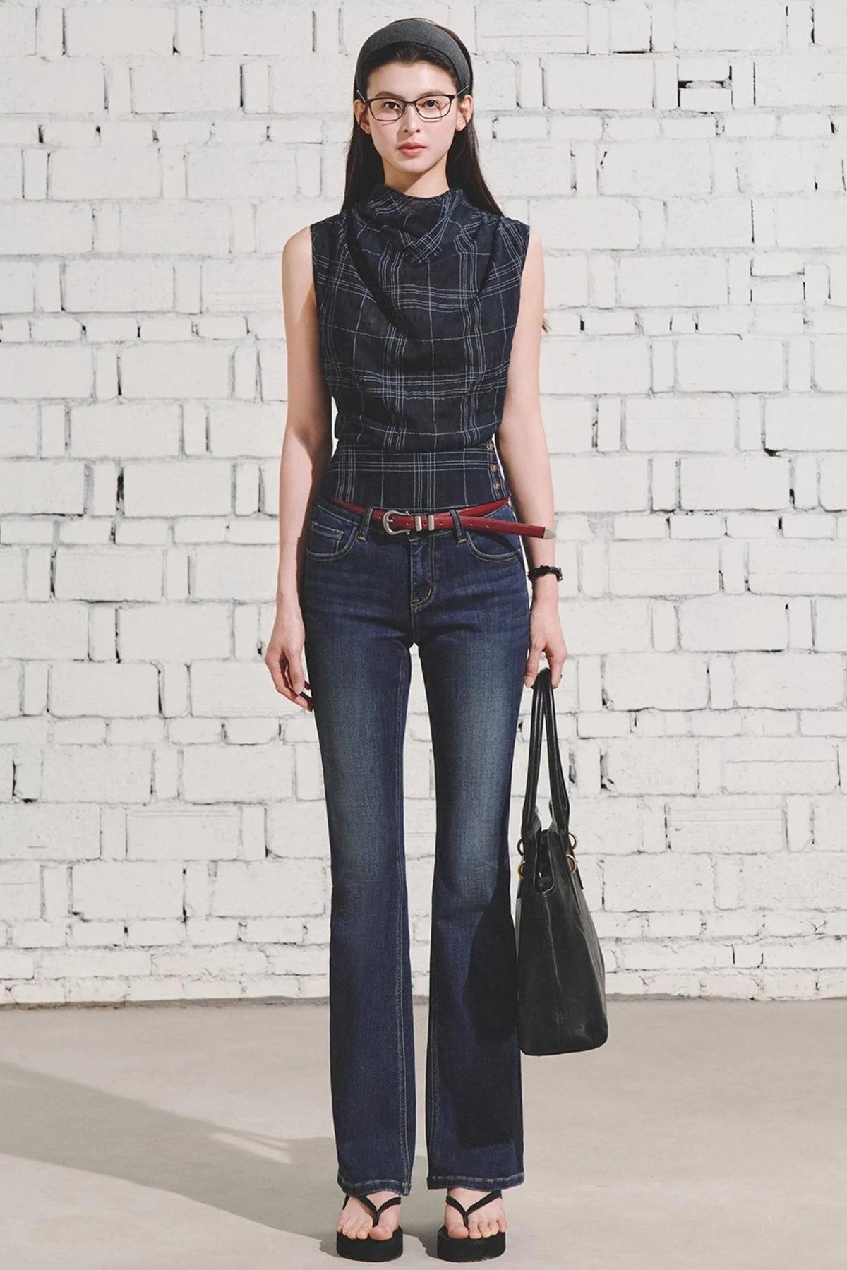 Retro Plaid Triangle Vest