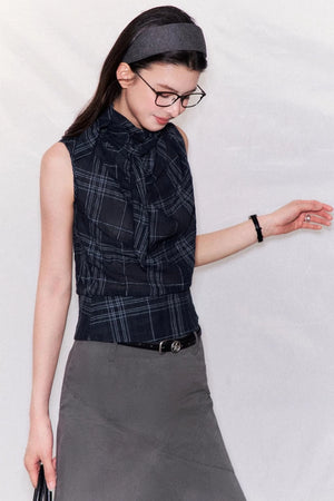 Retro Plaid Triangle Vest