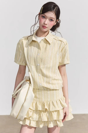 Retro Plaid Two-Piece Suit Set-Up