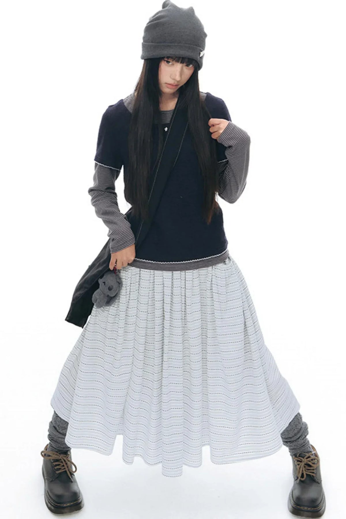 Retro Plaid Umbrella Skirt