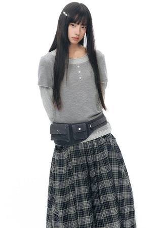 Retro Plaid Umbrella Skirt