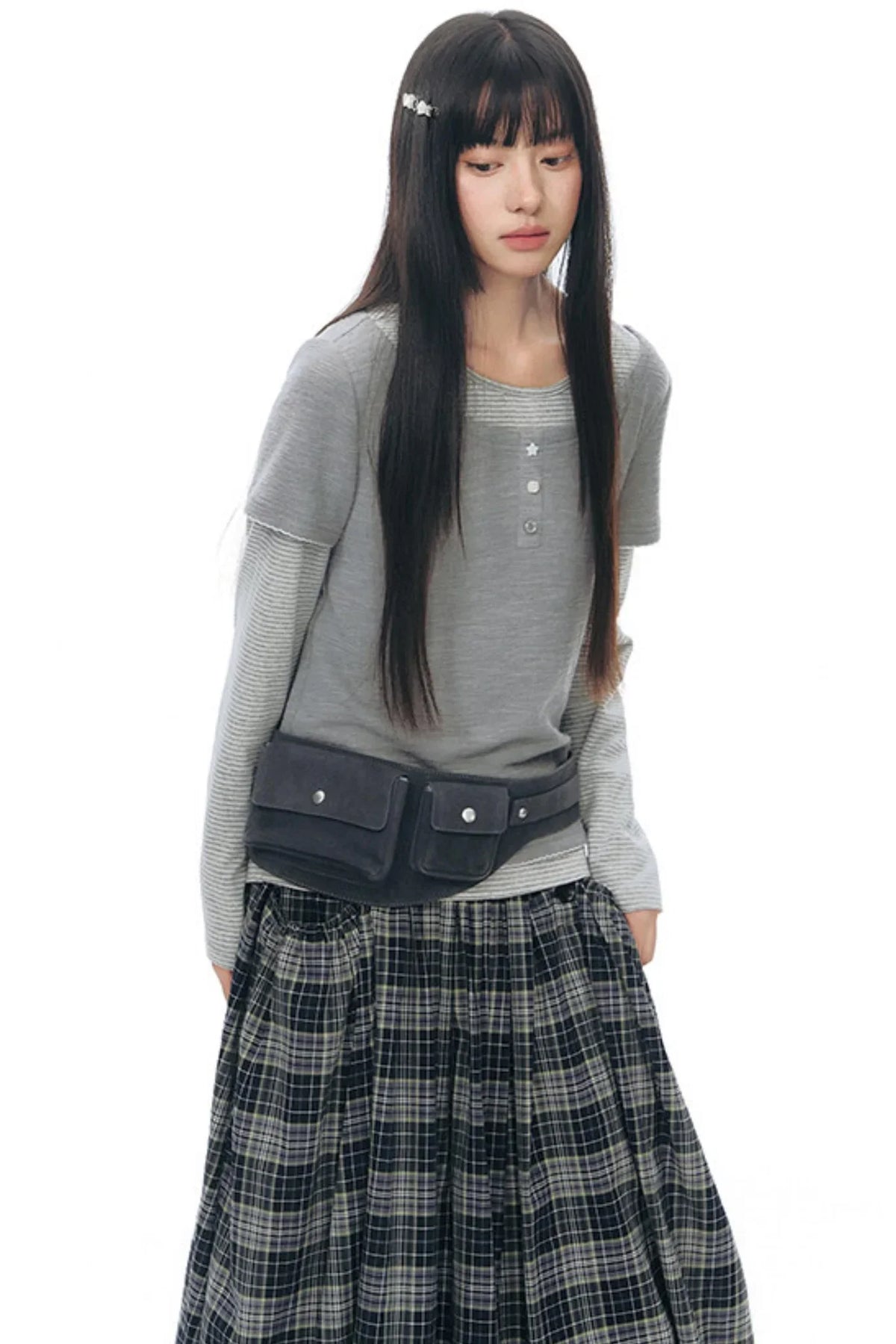 Retro Plaid Umbrella Skirt