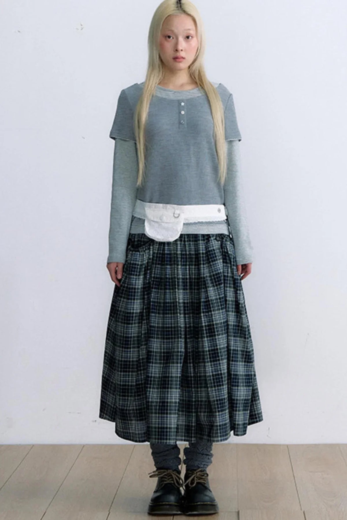 Retro Plaid Umbrella Skirt