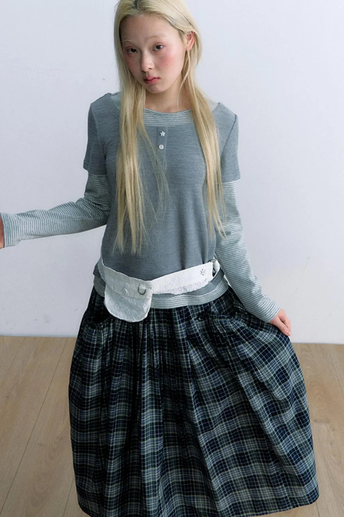 Retro Plaid Umbrella Skirt