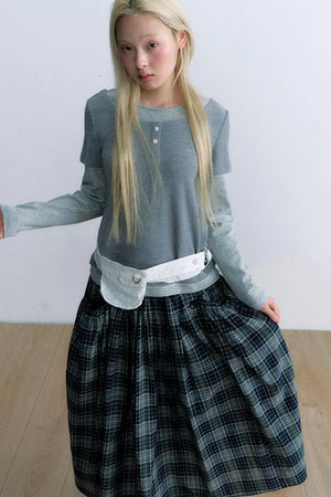 Retro Plaid Umbrella Skirt