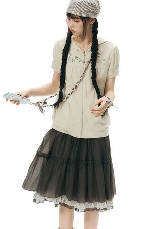 Retro Pleated A-Line Skirt
