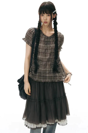Retro Pleated A-Line Skirt