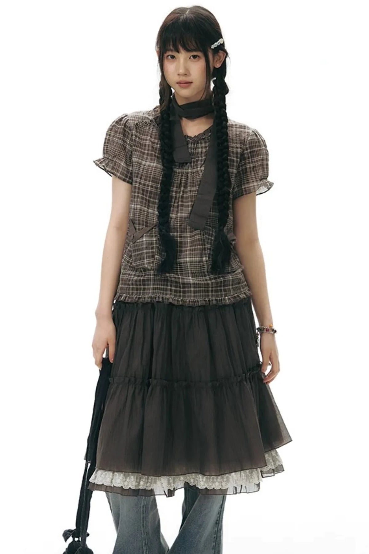 Retro Pleated A-Line Skirt