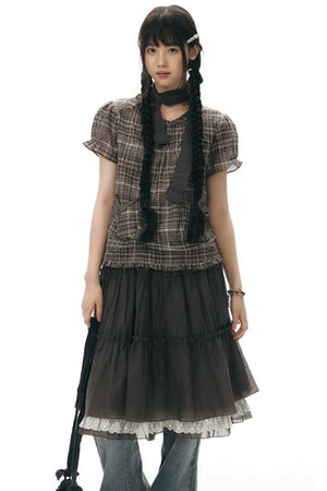 Retro Pleated A-Line Skirt