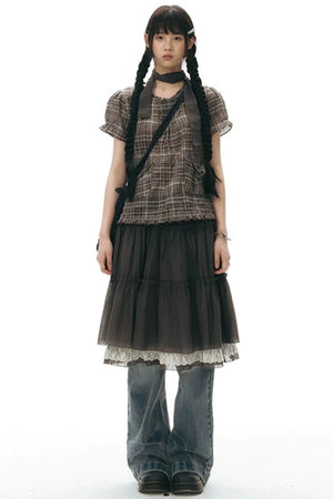 Retro Pleated A-Line Skirt