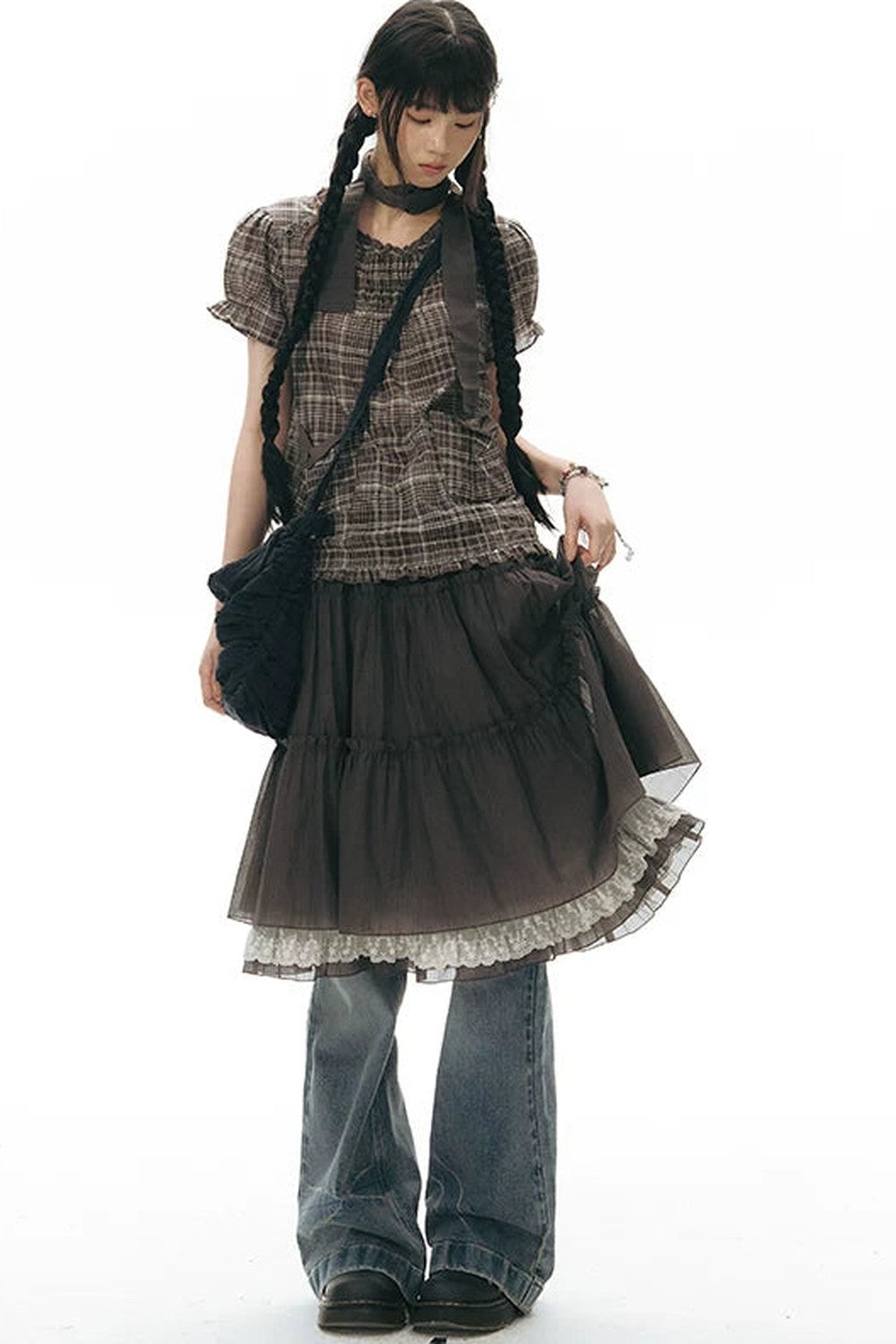 Retro Pleated A-Line Skirt
