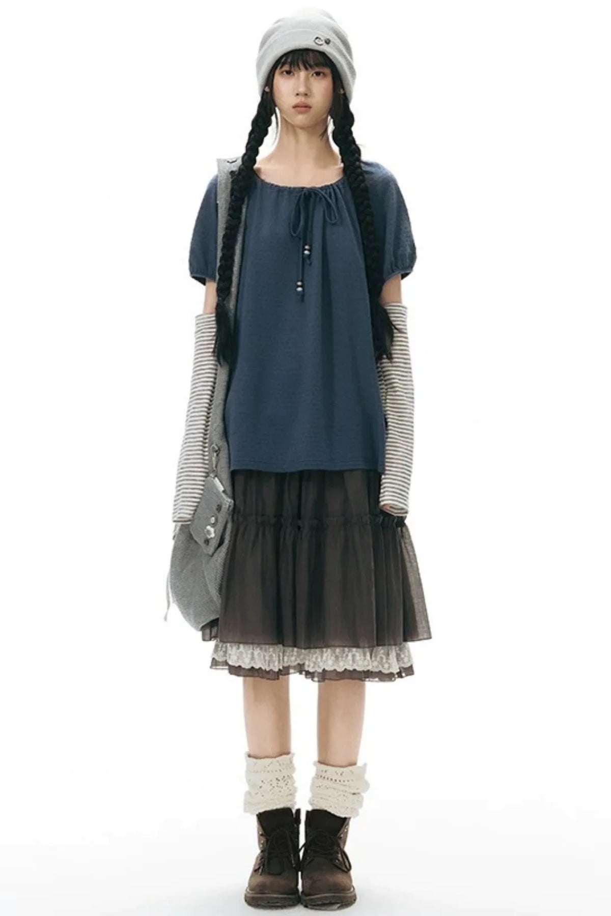 Retro Pleated A-Line Skirt