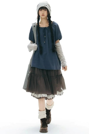Retro Pleated A-Line Skirt