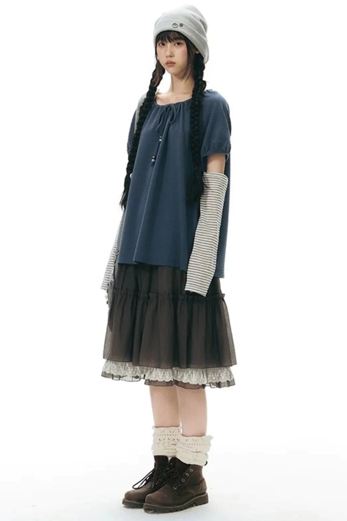 Retro Pleated A-Line Skirt