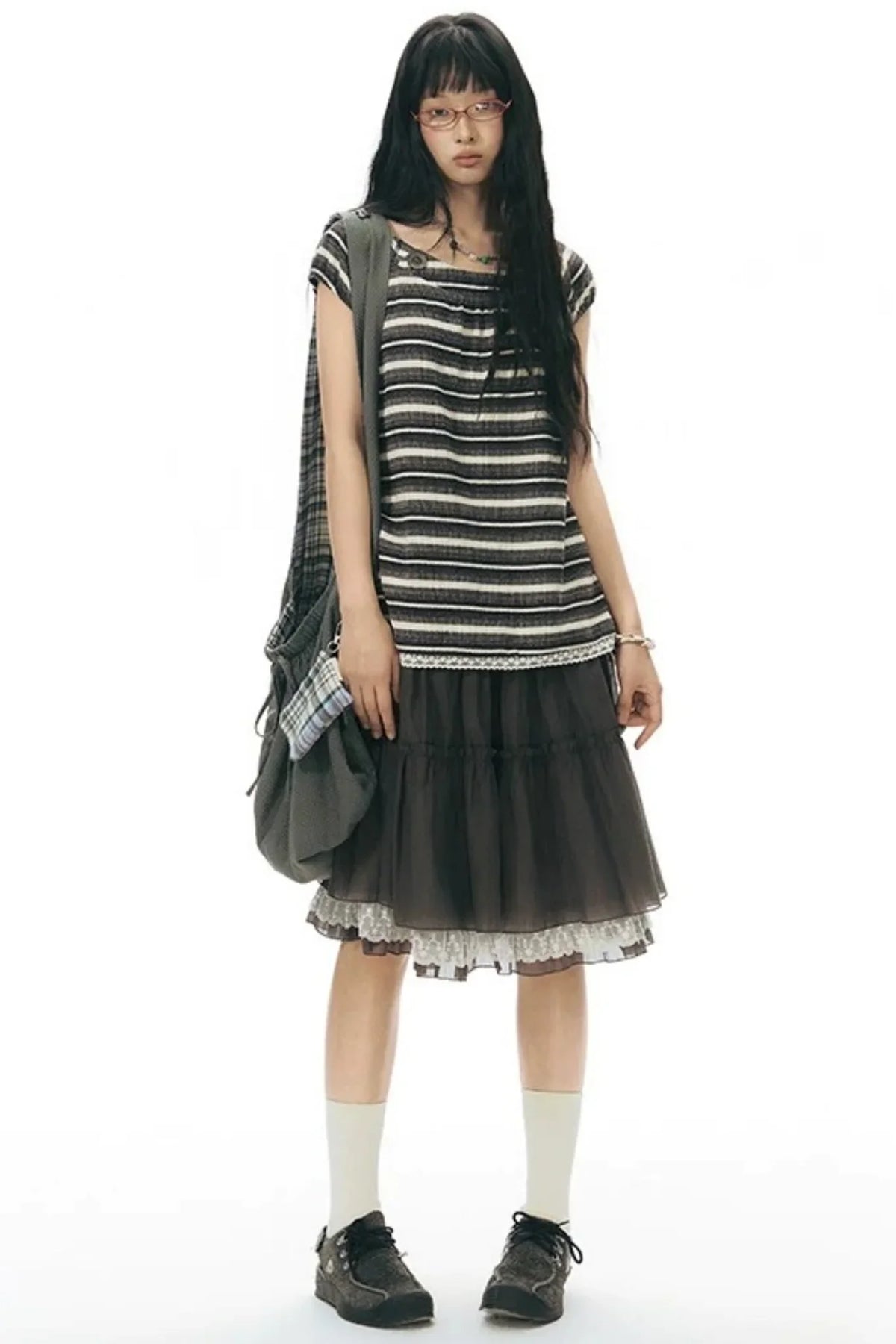 Retro Pleated A-Line Skirt