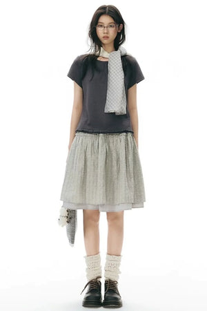 Retro Pleated Neck T-Shirt
