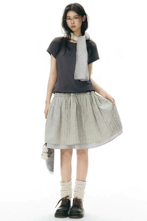 Retro Pleated Neck T-Shirt