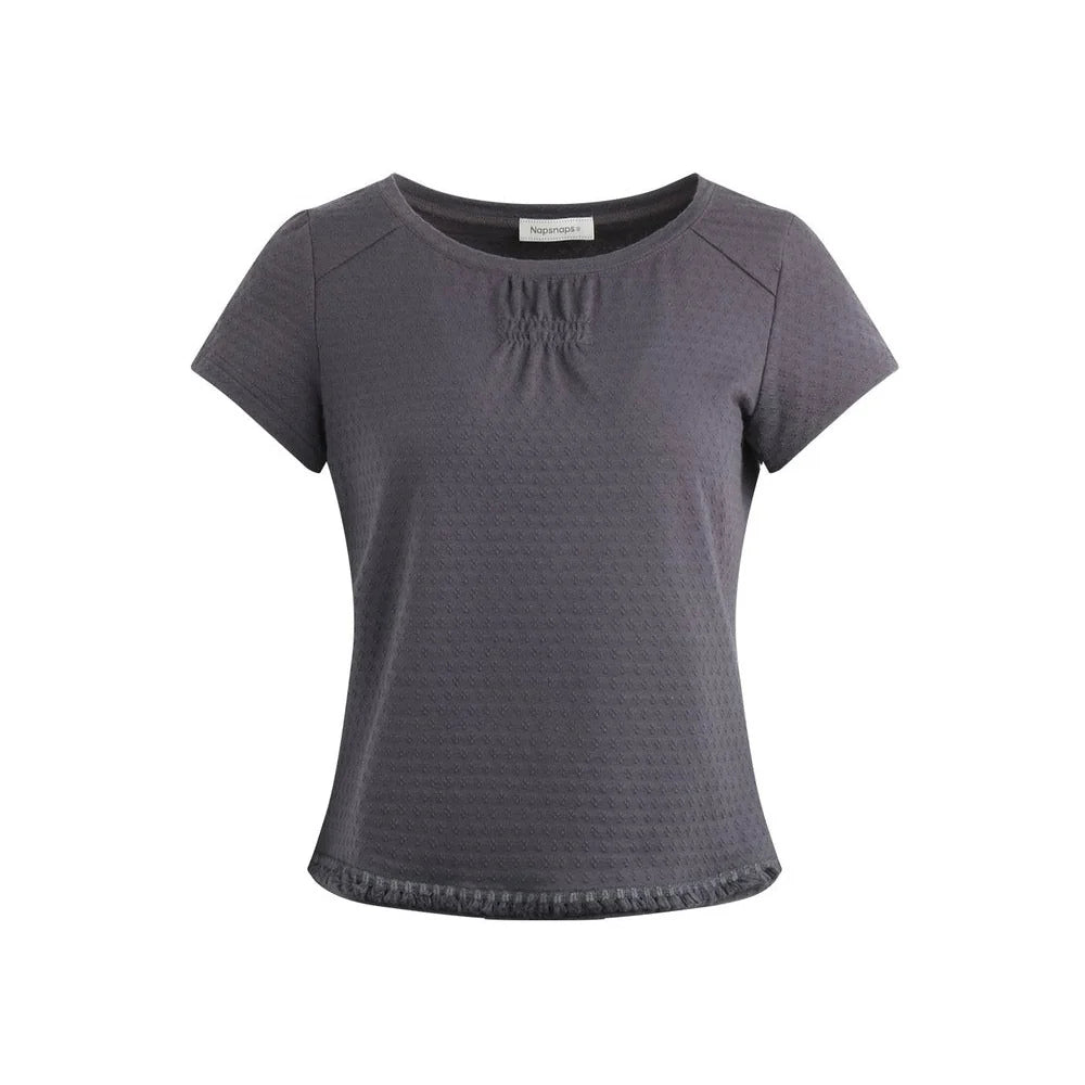 Retro Pleated Neck T-Shirt