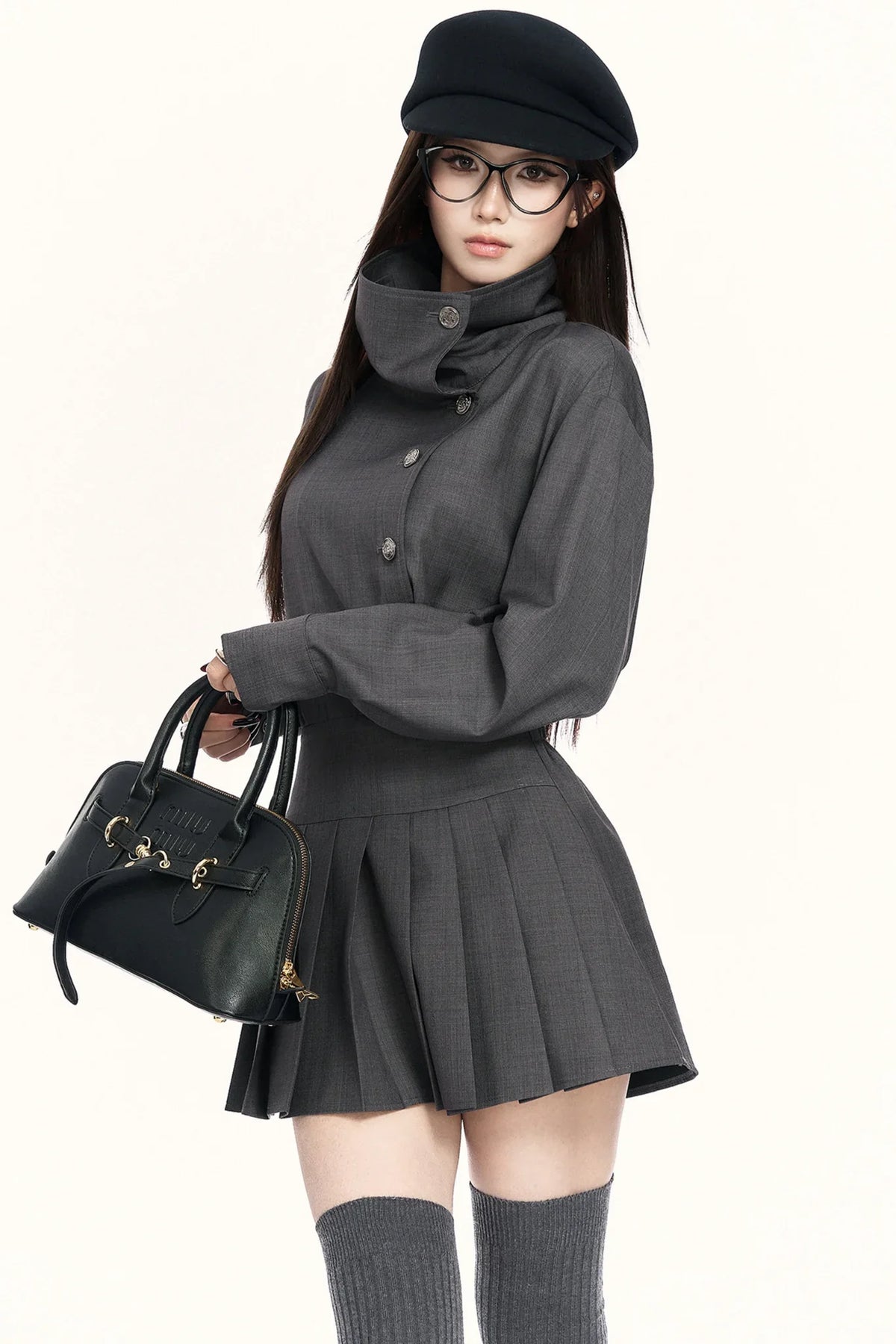 Retro Pleated Trench Dress