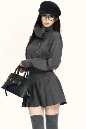 Retro Pleated Trench Dress