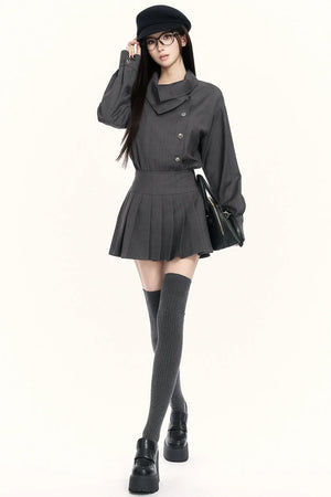 Retro Pleated Trench Dress